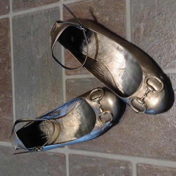 Gucci horses bit Gunmetal ankle strap ballet flats size 36.5C - Picture 10 of 12